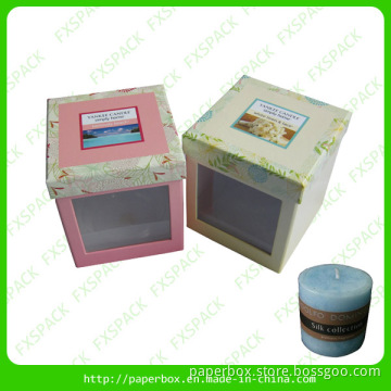 Candle Box/Candle Strorage Paper Gift Box with PVC Window/Candle Box with PVC Tray Inside